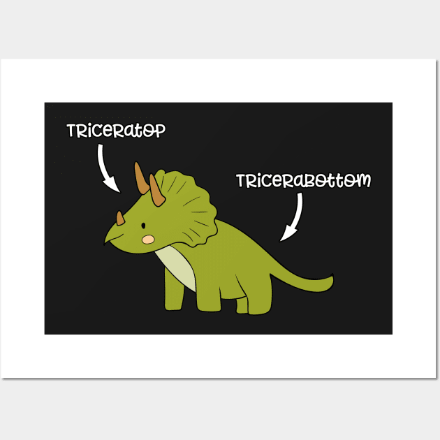 Triceratops Tricerabottom Dinosaur Funny Wall Art by underheaven